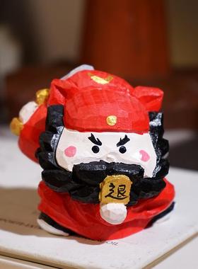 “哒!坏人又退款瞭！中景手工木雕小饰品办公电脑桌面饰品
