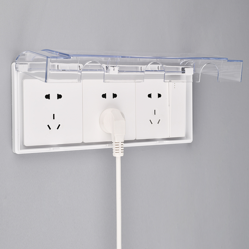 86型三位三联防溅盒浴室开关面板防水盒卫生间连体插座保护盖罩