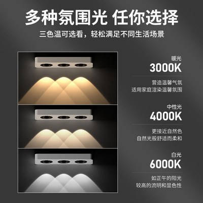 斗胆灯明装射灯无主灯客厅照明防眩四头方形吸顶筒灯卧室灯具餐厅