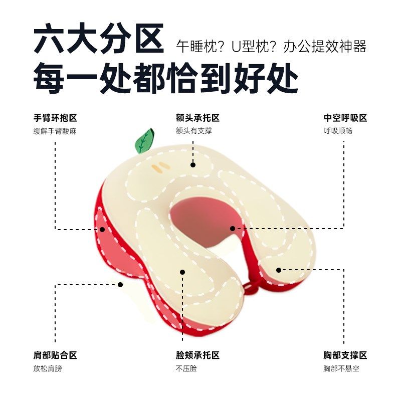 温眠人体工学午睡枕趴睡枕办公室午休神器工位趴桌睡觉学生u型枕