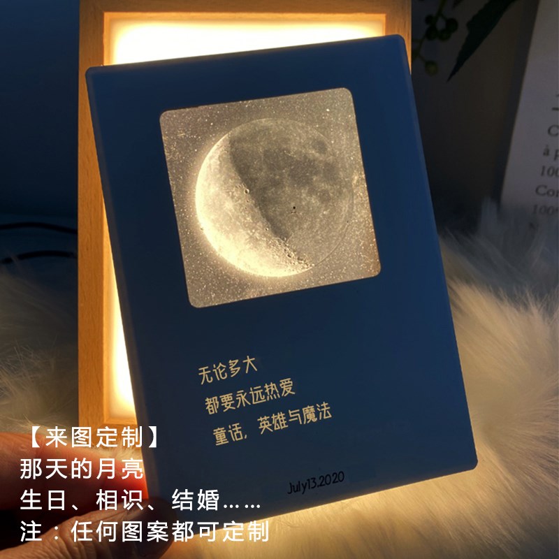 生日出生当天的月球胶片贺卡简约小清新创意透光藏字高级感明信片