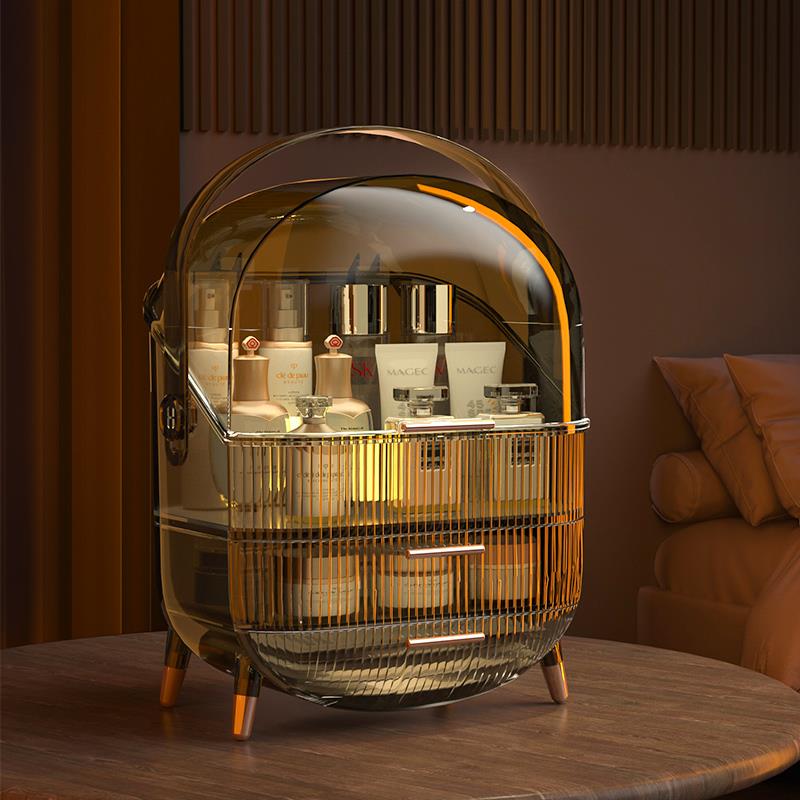 kaman化妆品收纳盒桌面梳妆台新款化妆箱口红盒护肤品轻奢置物架