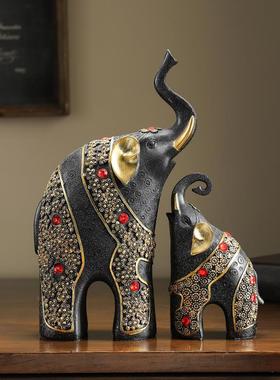 新中式轻奢动物珍珠子母象摆件家居客厅酒柜办公室样板房高级装饰
