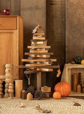 MUMO木墨 木条圣诞树 原创实木摆件圣诞节礼物氛围布置手工装饰品