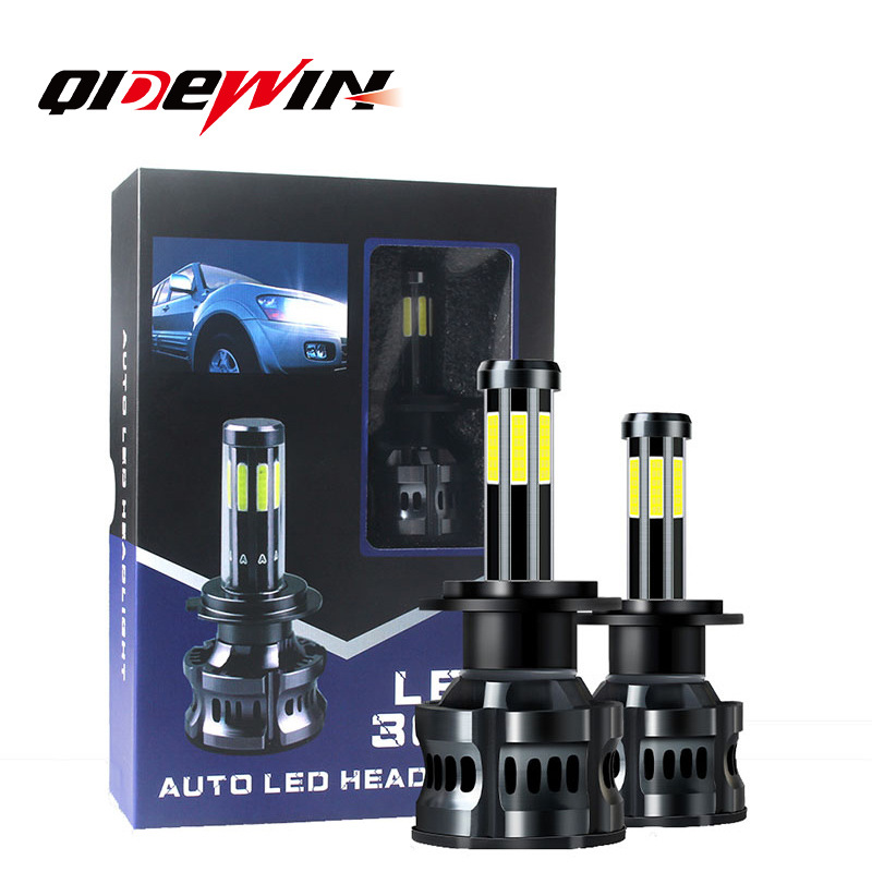 跨境汽车led大灯八面360发光前大灯三色改装远近一体前照灯车灯