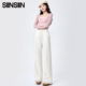 SIINSIIN卫裤 女加绒2025新款 阔腿运动裤 鞠婧祎同款 白色直筒裤 子冬