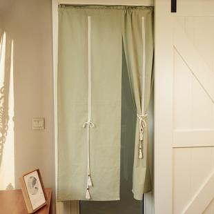 日式分片门帘系绳浅色短门帘和风化妆室遮挡隔断窗简约素色免打孔