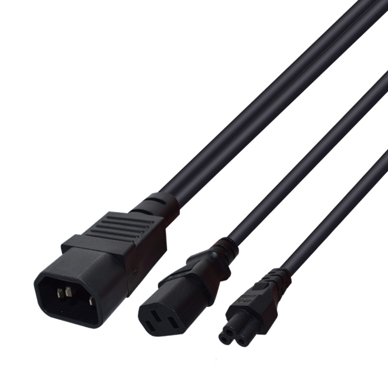 品字一拖二电源线一分二转品字母梅花米老鼠母头C14 TO C13+C5