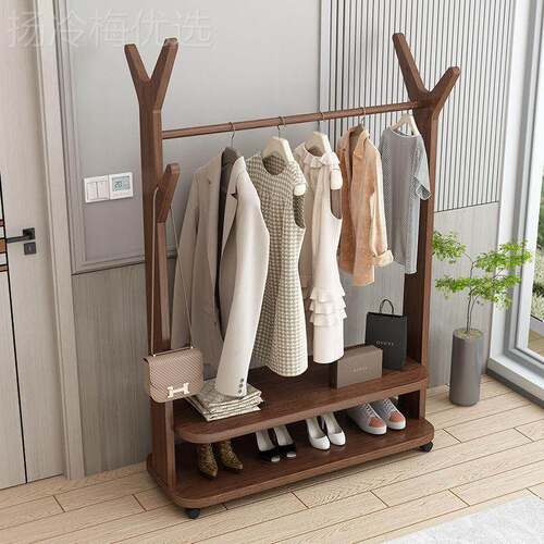 落衣架衣帽架家JJB用实木衣服置物架卧室室约挂衣架现代简简易地