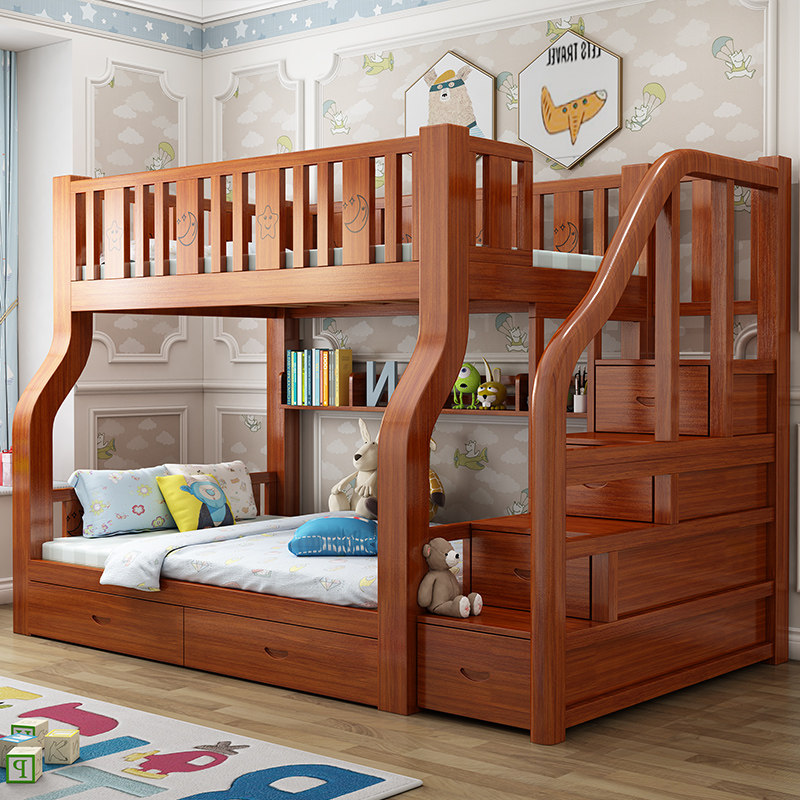 包安装实木上下床双层床两层高低床双人床上下铺木床小户型儿童床