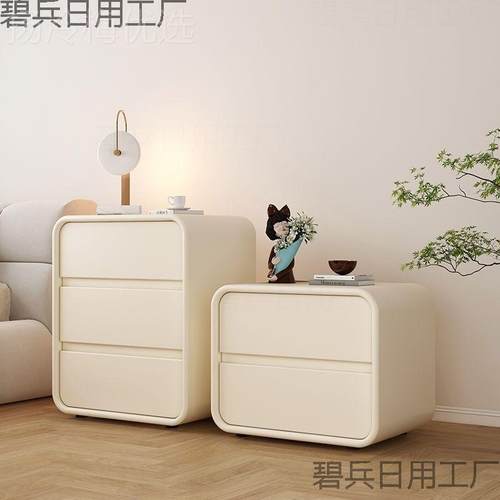 见描述头柜卧室奶油小型收床纳简约木现代装窄免安实三层轻奢感