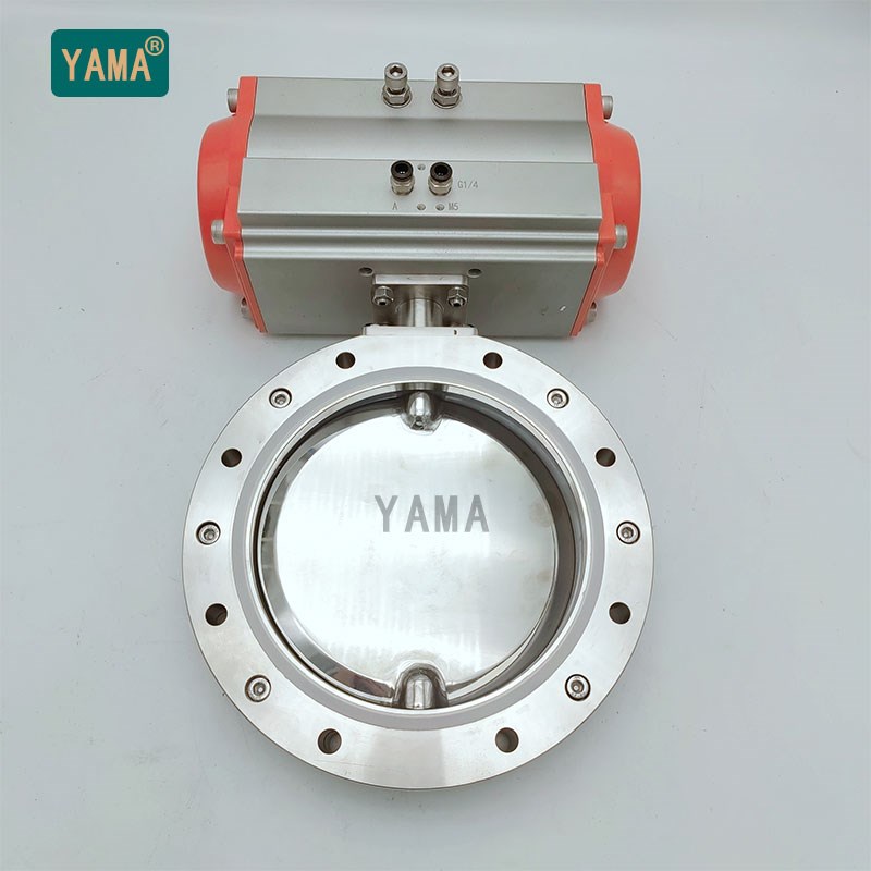 气动真空粉体蝶阀304不锈钢AT铝合金执行器316金属粉负压真空阀门