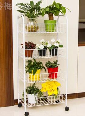 多层肉铁艺架落ESV地动欧式客厅室内多花盆架子带轮子阳台置移物
