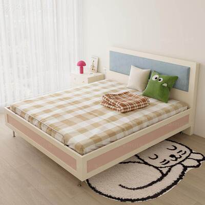 包单人床绘粉色软大床风魔多巴胺原儿童GDS创奶床油卧米次卧室双