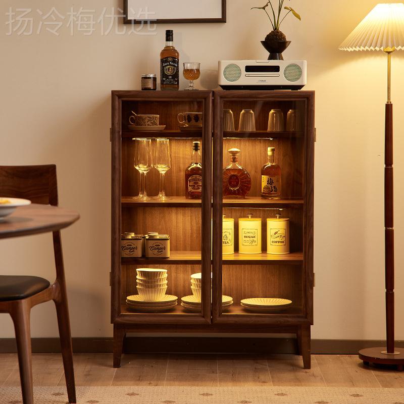 美ya用moo靠墙收纳家北北欧书架矮OJI书柜展示约储物柜黑胡简桃木