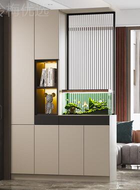 轻奢璃玄关柜鞋柜收YSG门纳储物酒柜玻实木一体入户厅断柜客厅隔