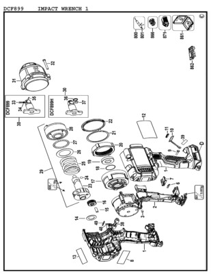 正品得伟DEWALT充电冲击扳手DCF899B/HB开关电机齿轮组配件一览表