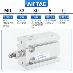MDX5S 气缸 M6X10S MD6X15S AirTAC D亚德客 MDXYA626X0S 自由安装