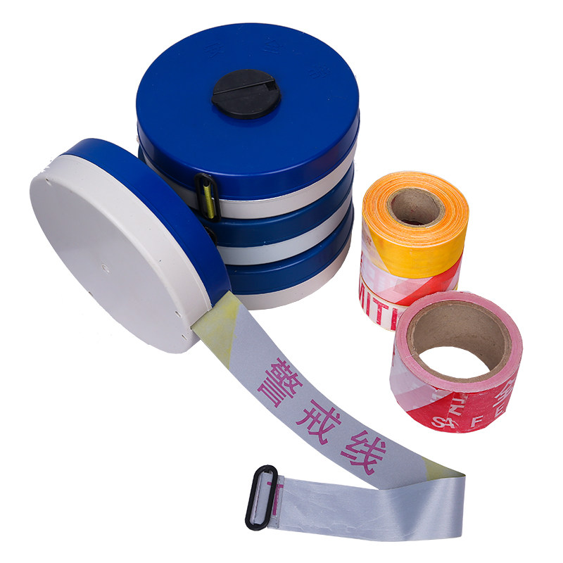 加厚100米警戒线隔离带安全警示带盘式伸缩带反光施工可定制