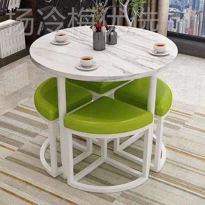 简约休闲洽谈ZBL桌组合店铺接椅待奶茶桌椅接待小会客代桌椅现圆