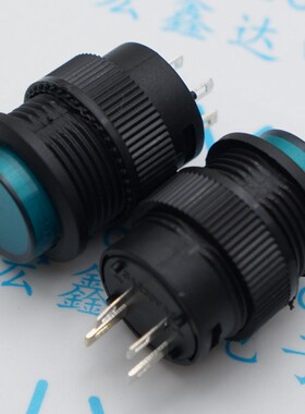 绿色 R16-503AD 带灯自锁开关按钮开关/ 圆形16MM 3A/250V