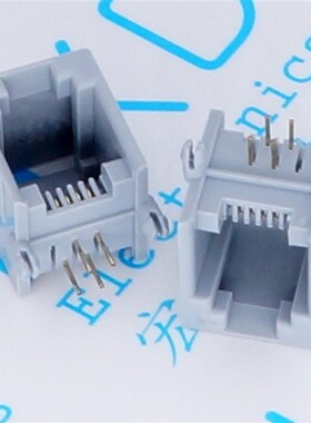 RJ11插座 灰色 6P4C 电话水晶头插座5521-6P4C 弯脚90度