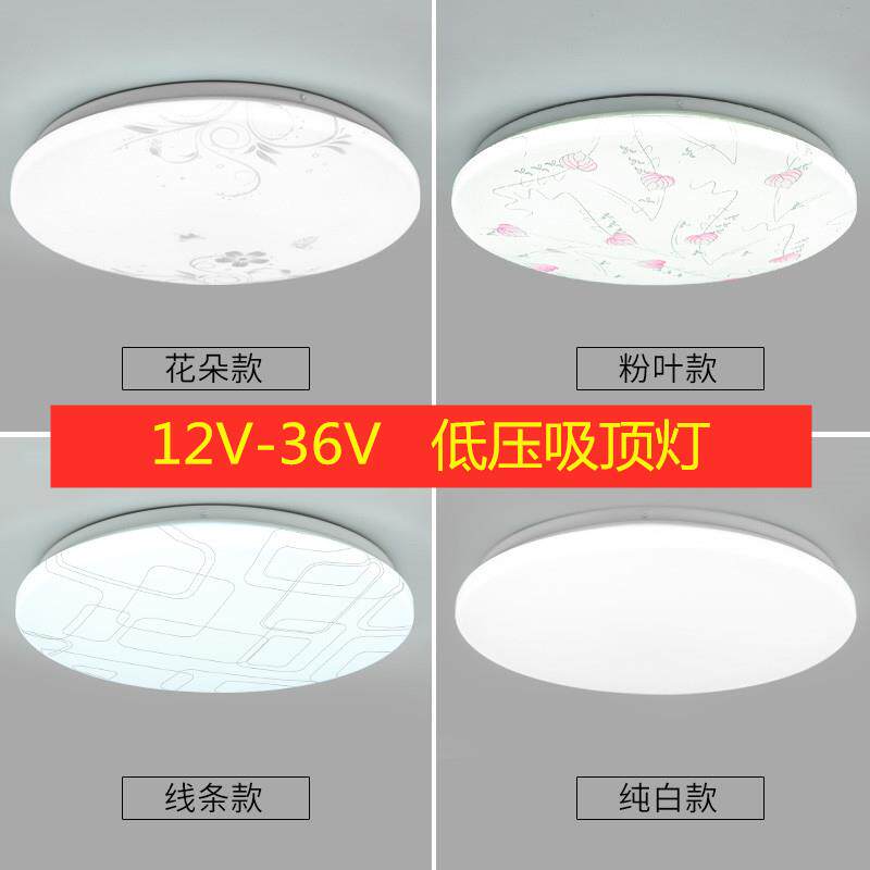 12V24V36Vled低压吸顶灯工地矿山轮船房车交流直流廊桥面包白光灯