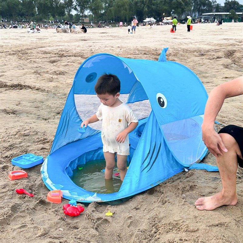 儿童沙滩小帐篷海边旅游户外戏水玩具便携式折叠游戏屋遮阳防晒