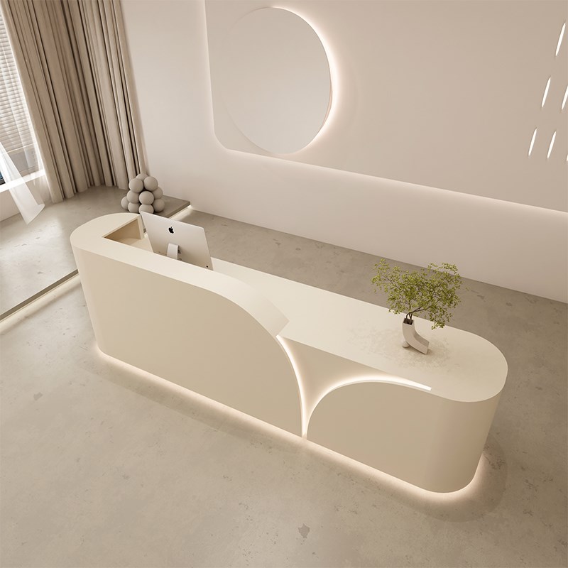 奶油风收银台柜台简约现代服装店女装店吧台烤漆美容院前台接待台