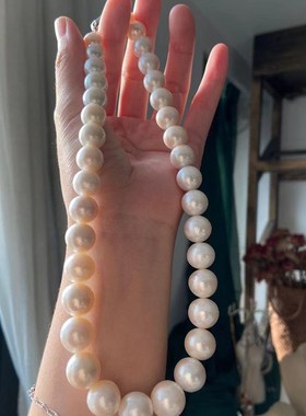 12-14mm巨大天然淡水珍珠项链送婆婆送妈妈配礼盒 支持复检保真