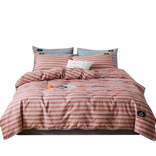 全棉条纹简约被套单件套纯棉150x200x230cm单人学生宿舍1.5米被罩