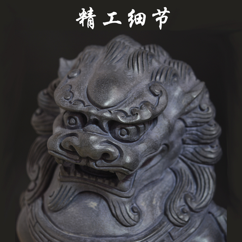 石雕青石石狮子一对家用看门镇宅庭院雕刻大门口石头狮子摆件小号