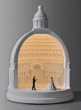 创意结婚礼物教堂水泥小夜灯高档家居摆件送新人闺蜜朋友姐纪念日