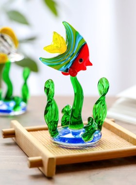 鱼缸水草鱼水草玻璃摆件 家居饰品桌子装饰工艺品桌面小摆件可爱