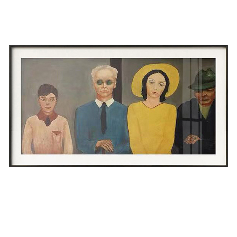 餐厅横幅挂画工业风会客厅墙上装饰画人物挂画酒店样板间展厅墙画图片