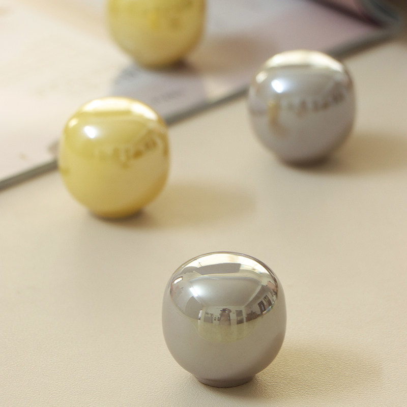 法式糖果珍珠拉手高端衣柜门橱柜子抽屉家具圆形银色小把手奶油风