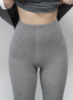 陆甜茶灰色波点连裤袜女秋冬新款加绒保暖打底裤袜显瘦外穿黑圆点