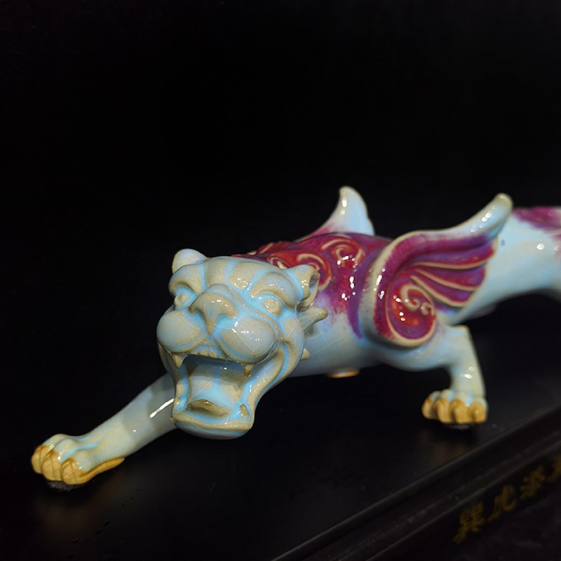 钧瓷虎年摆件纯手工老虎如虎添翼家居办公室装饰摆设开业高档礼品