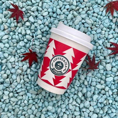 圣诞蛇年新年一次性咖啡纸杯子带盖奶茶热饮外带打包红色商用定制