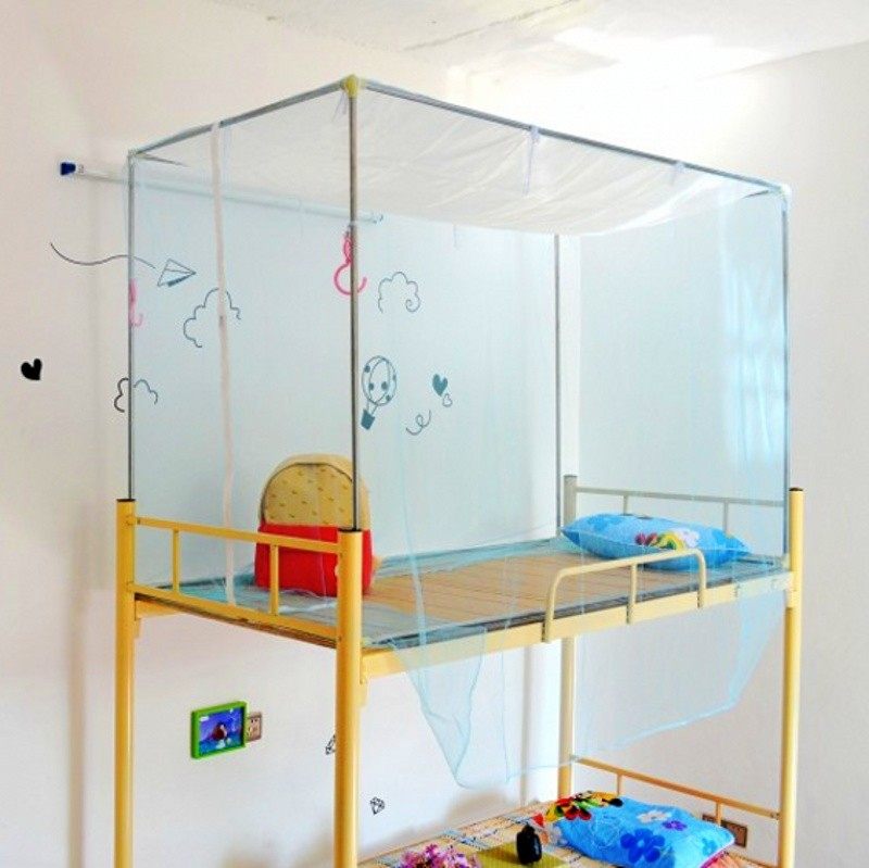 大学生蚊帐宿舍床下铺上铺单人三开门防尘顶加密拉链方顶侧门90宽