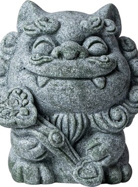 国潮风可爱石狮子福禄一对招财茶宠摆件创意鱼缸造景盆栽客厅装饰