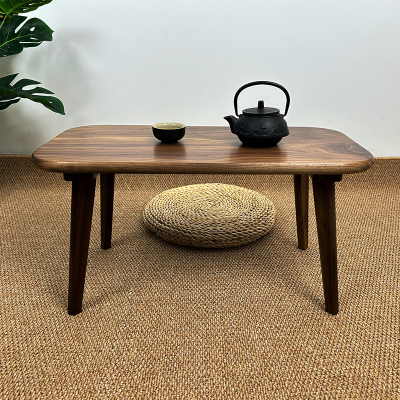 北美黑胡桃木飘窗小茶几桌子简约禅意炕几桌日式实木榻榻米矮茶桌