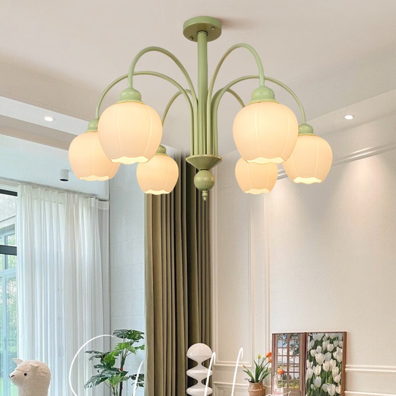 中古客厅灯温馨卧室书房灯具网红奶油南瓜吊灯法式田园书房主卧灯