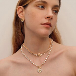 莓拉星语纽扣淡水珍珠项链毛衣链轻奢小众颈链锁骨链节日送礼