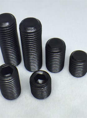 M12X8-100  4.8级碳钢发黑内六角平端紧定螺钉 无头机米螺丝顶丝