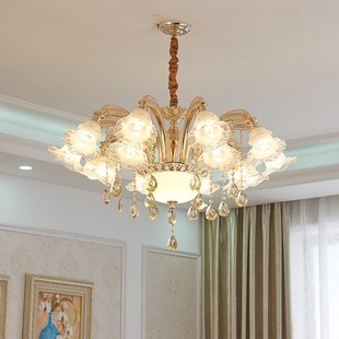 欧式吊灯朝下客厅主灯现代简约温馨餐厅卧室水O晶灯饰智能led灯具