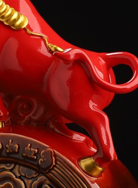 德化陶瓷气势如虹牛摆件客厅玄关装饰开业乔迁新居招财礼物可定制