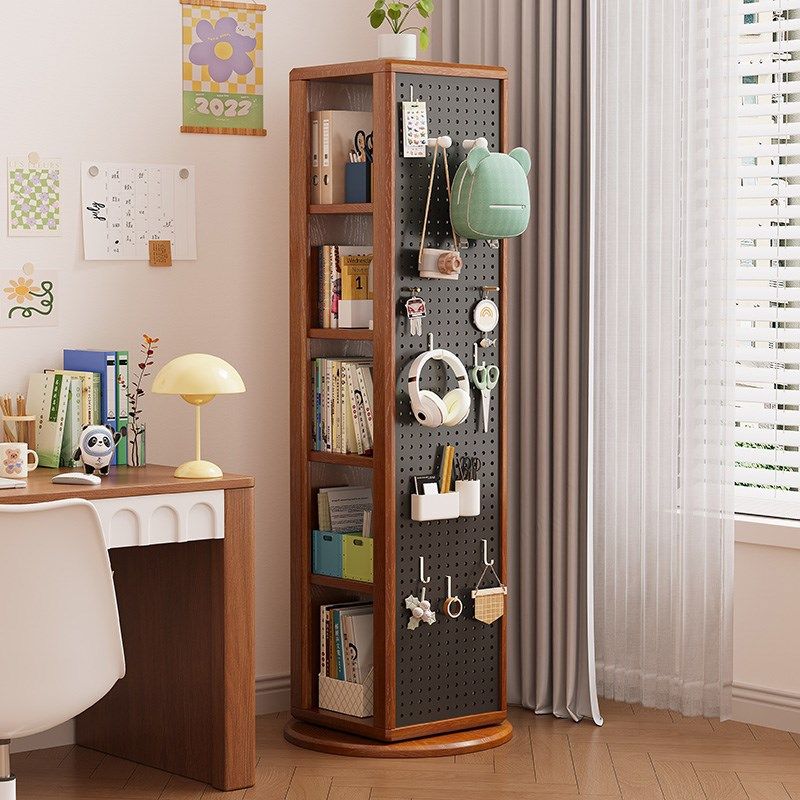 实木旋转书架落地客厅多层置物架带穿衣镜收纳洞洞板储物转角书柜,住宅家具,旋转书架,淘宝优惠券,粉丝福利购,淘宝优惠卷