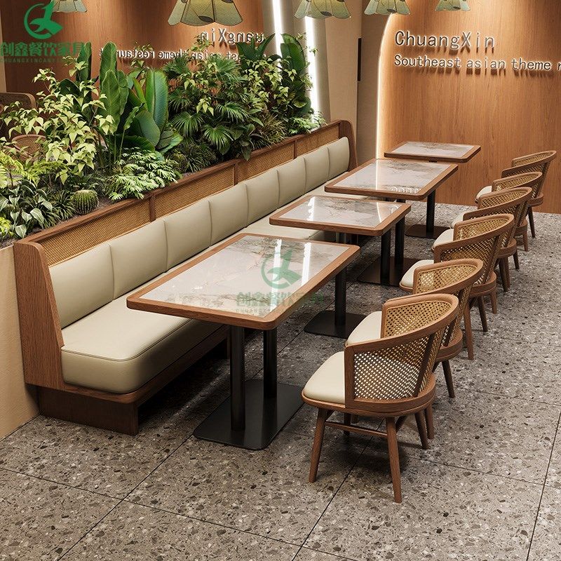 定制东南亚主题餐厅卡座餐桌火锅烤肉店西餐厅茶餐厅商用桌椅组合,商业/办公家具,卡座,淘宝优惠券,粉丝福利购,淘宝优惠卷