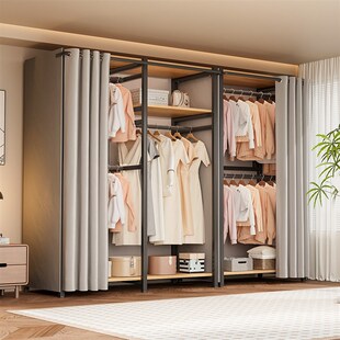衣柜卧室家用一体衣帽间钢架金属衣柜简易组装 衣帽间组合衣柜钢制
